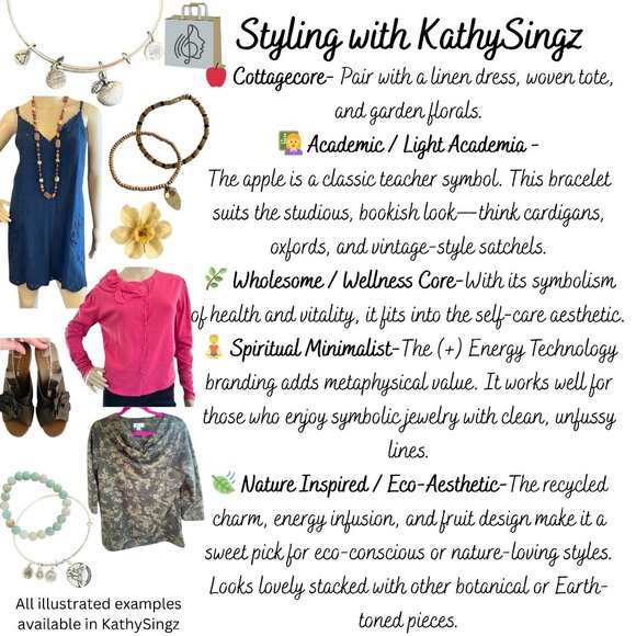 Alex and Ani Apple Charm Bracelet Silver Nature Expandable Bangle - Picture 5 of 14